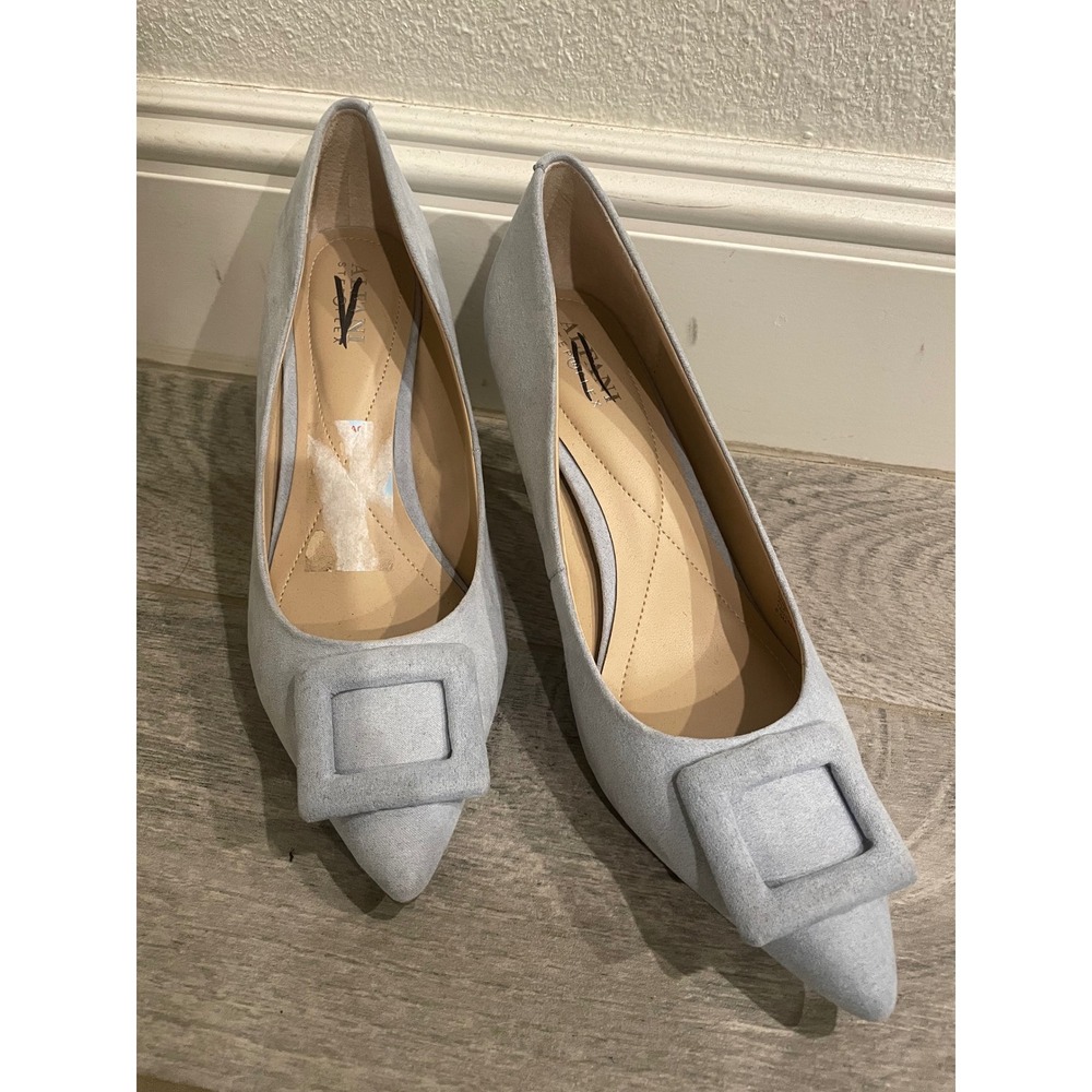 Alfani Step n Flex Womens Light Blue Buckle Pointed Toe Pumps Heels 8.5M